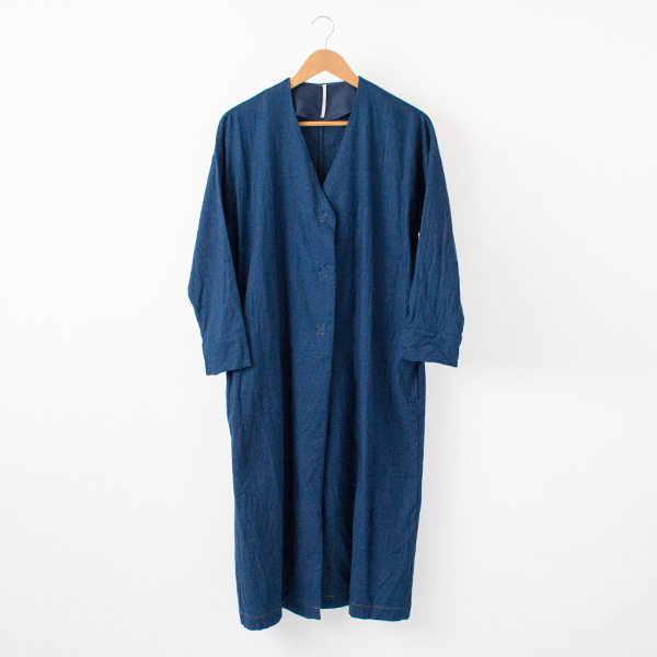 DARK BLUEインディゴ シャツガウン・画像
