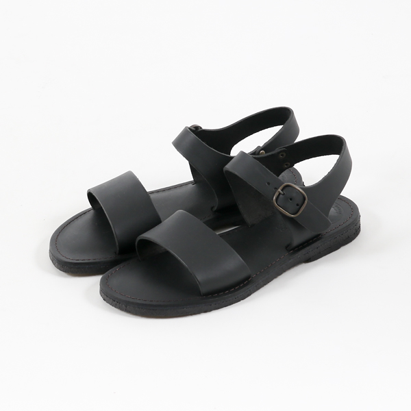 37レザ-サンダル ブラック・画像