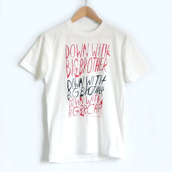 STシャツ DOWN WITH BIG BROTHER-WHITE・画像