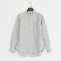 Pure Grey 34リネンロングスリ-ブシャツ バンドカラ-・画像