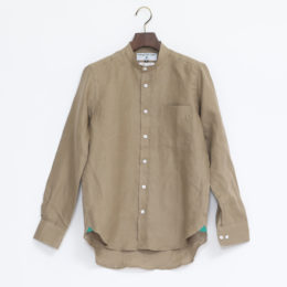 Coffee 34リネンロングスリ-ブシャツ バンドカラ-・画像