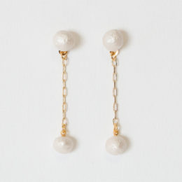 【別注】ベビ-和紙パ-ル 2粒しずくピアス・画像