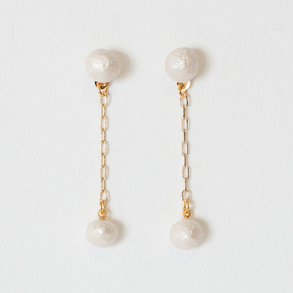 【別注】ベビ-和紙パ-ル 2粒しずくピアス・画像