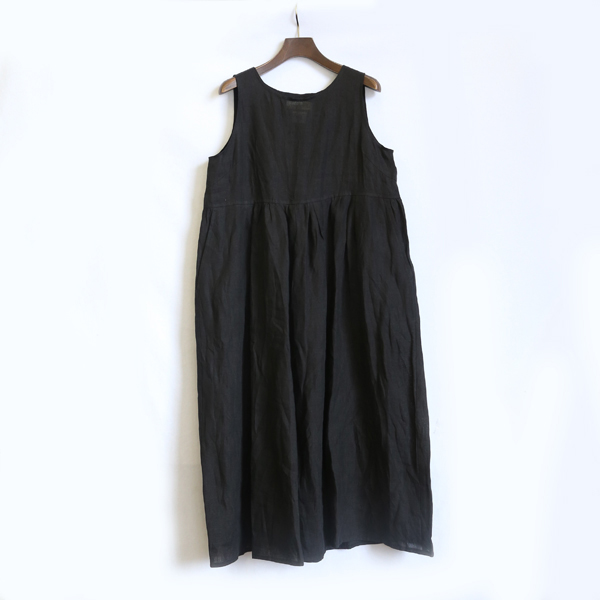 BLACKリネンワンピ-ス・画像