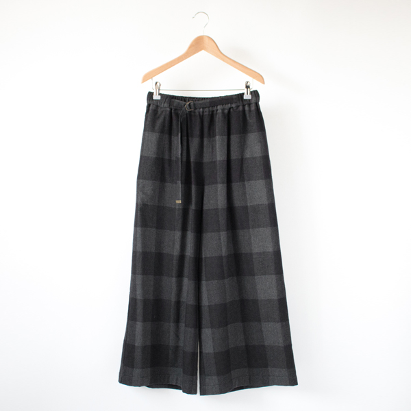 BLACK/GREYチェックワイドパンツ・画像