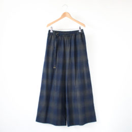 GREY/NAVYチェックワイドパンツ・画像