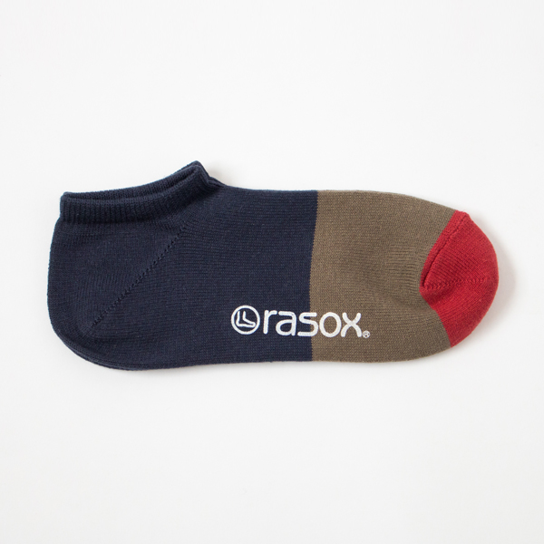 ネイビ-×カ-キコットンリネン・スニ-カ- レディ-スソックス・画像