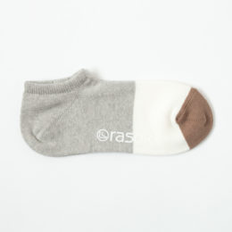 ライトグレ-×ホワイトコットンリネン・スニ-カ- レディ-スソックス・画像