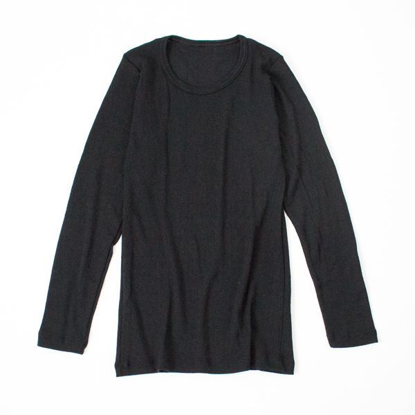 BLACKウ-ルシルク ロングスリ-ブTシャツ・画像