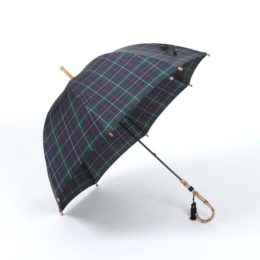 60cm 8本骨レディ-ス長傘 チェック GREEN・画像