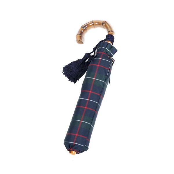 55cm 6本骨レディ-ス折りたたみ傘 チェック GREEN・画像