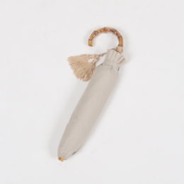 BEIGE/47cm 8本骨レディ-ス晴雨兼用折りたたみ傘 コットンピケ・画像