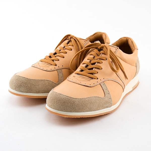 25.5MUKAVA メンズ レザ-スニ-カ- BEIGE・画像