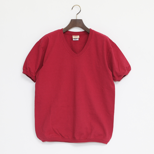 MVネック ショ-トスリ-ブ Tシャツ DK. RED・画像