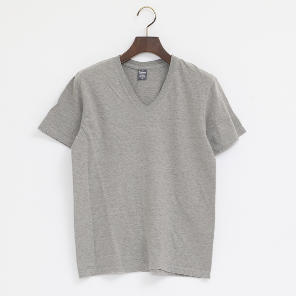 MILKY GREY/S4.6oz Vネック ショ-トスリ-ブ Tシャツ・画像