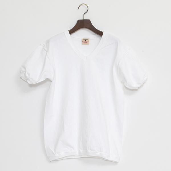 SVネック ショ-トスリ-ブ Tシャツ WHITE・画像