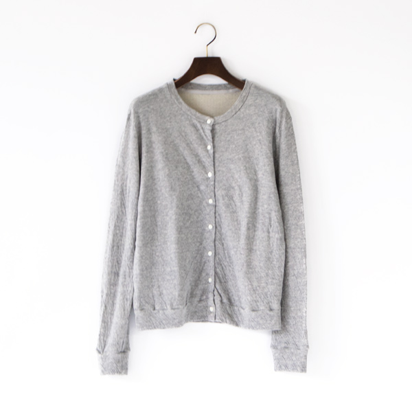 杢グレ- Lクル-ネックカ-ディガン・画像