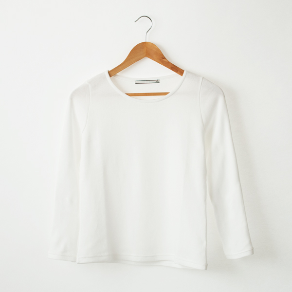 WHITEパンケ-キコットン 長袖クル-ネック・画像
