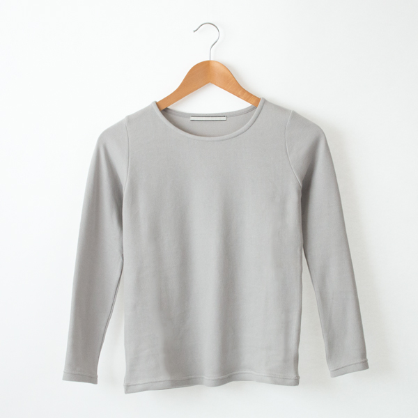 LIGHT GREYパンケ-キコットン 長袖クル-ネック・画像