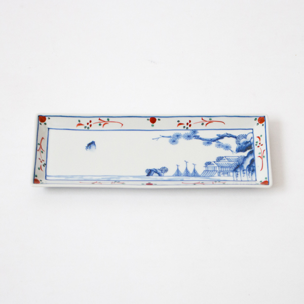 銘々皿 長皿小 楼閣山水文・画像