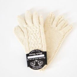 ECRUレディ-ス バスケット編みニットグロ-ブ・画像