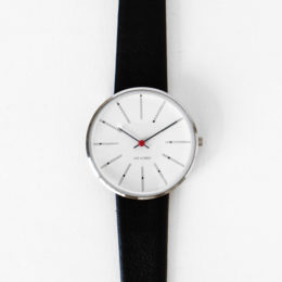WHITE×BLACK(34mm)ARNE JACOBSEN 腕時計 Watch BANKERS・画像
