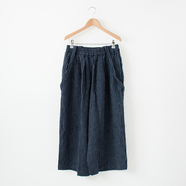 NAVY STRIPEリネンストラップワイドパンツ・画像