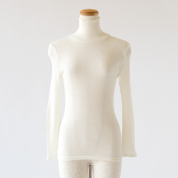WHITE綿ウ-ル丸胴 長袖ハイネック・画像