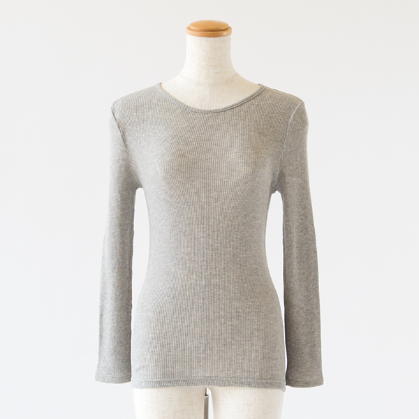 GREY綿ウ-ル丸胴 長袖クル-ネック・画像
