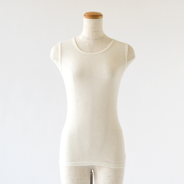 WHITE綿ウ-ル丸胴 タンクトップ・画像
