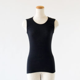 BLACK綿ウ-ル丸胴 タンクトップ・画像