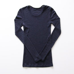 ネイビ- Sウ-ル・シルクロングスリ-ブ・画像