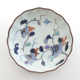 染錦葡萄蝶紋復刻 なます皿・画像