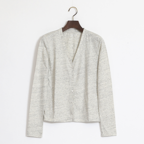 CARRAREストレッチリネン Vネックカ-ディガン・画像