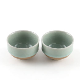 鍋島青瓷貫入煎茶碗 2個セット・画像