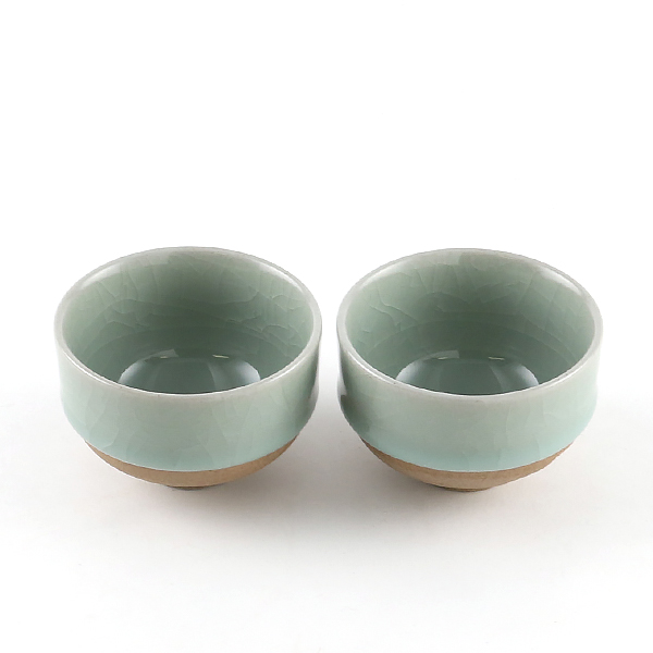 鍋島青瓷貫入煎茶碗 2個セット・画像