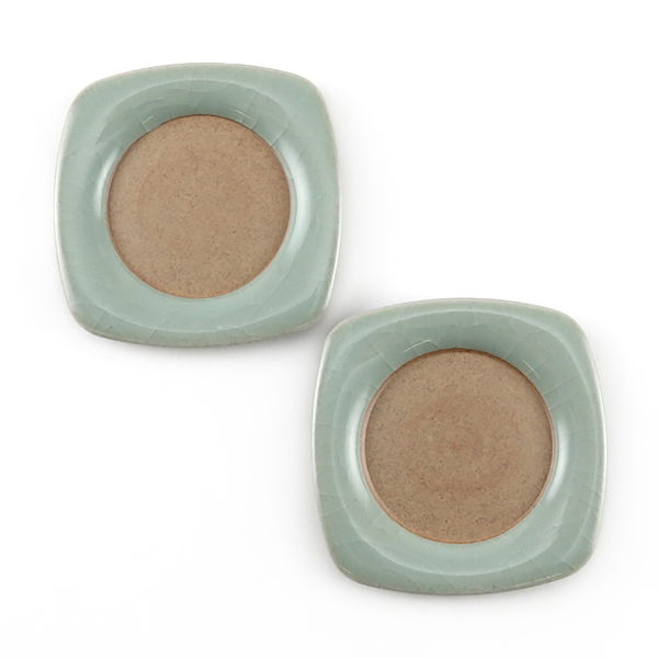 鍋島青瓷貫入茶托 2個セット・画像