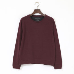 AUBERGINE & ANTHRACITE CHINEコットンカシミヤ ダブルフェイスカットソ-・画像