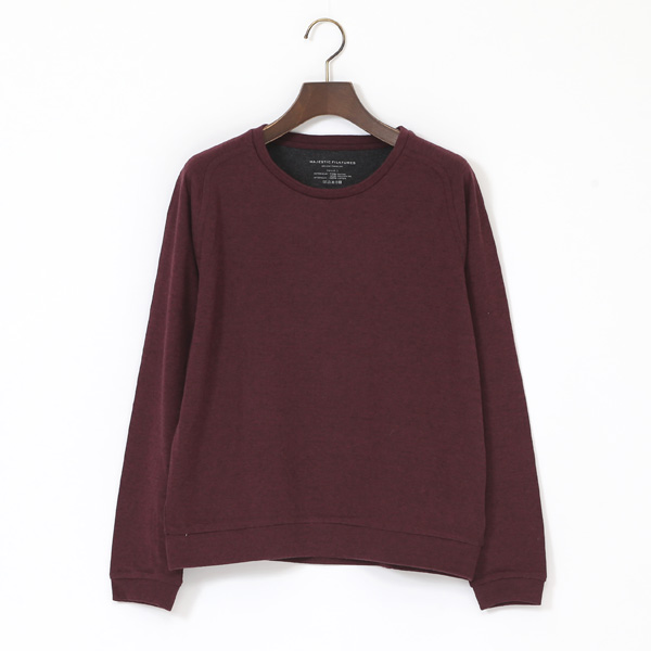 AUBERGINE & ANTHRACITE CHINEコットンカシミヤ ダブルフェイスカットソ-・画像