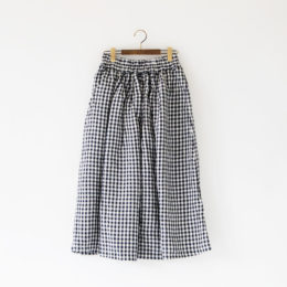 GINGHAM CHECKリネンロングスカ-ト・画像