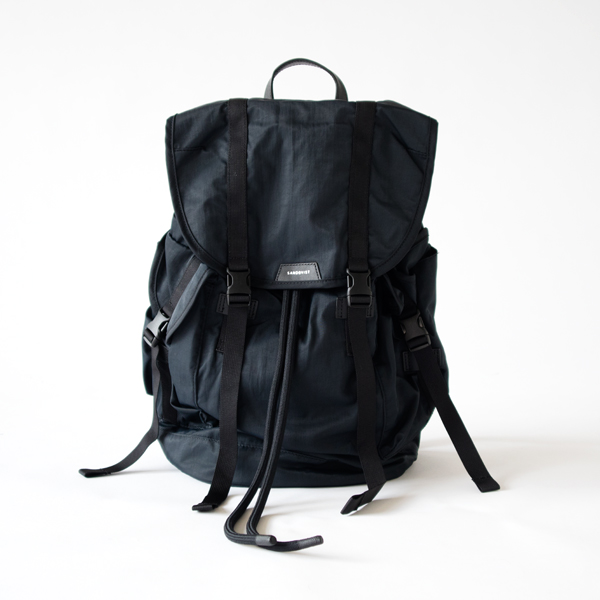 BLACK WITH BLACK LEATHERリュック CHARLIE・画像