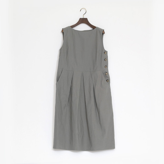 GREYコットンリネン バックサテンワンピ-ス・画像
