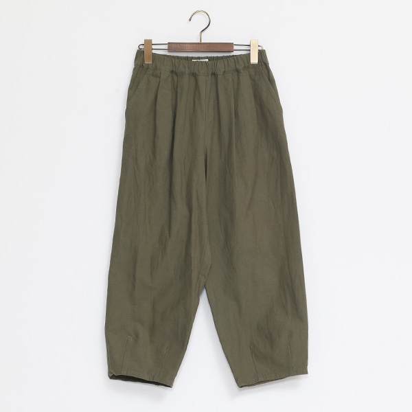 KHAKI 38コットンリネン バックサテンサルエルパンツ・画像