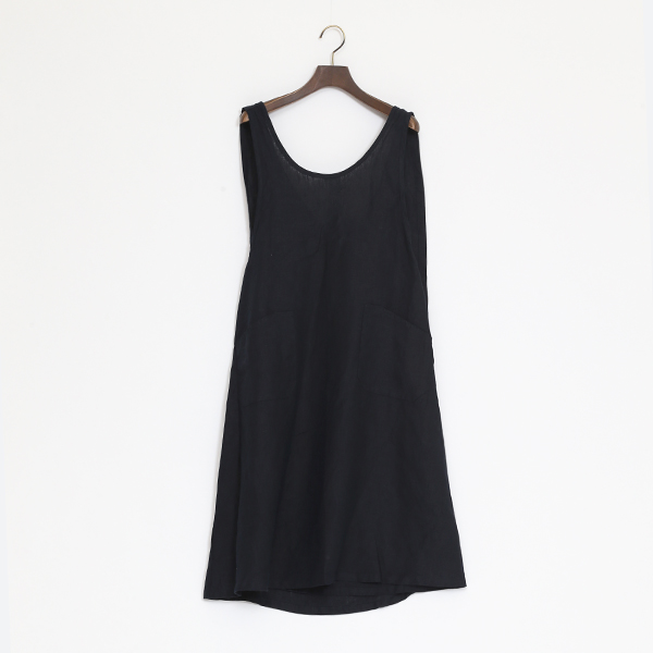 ネイビ-リネンオ-バ-エプロン・画像