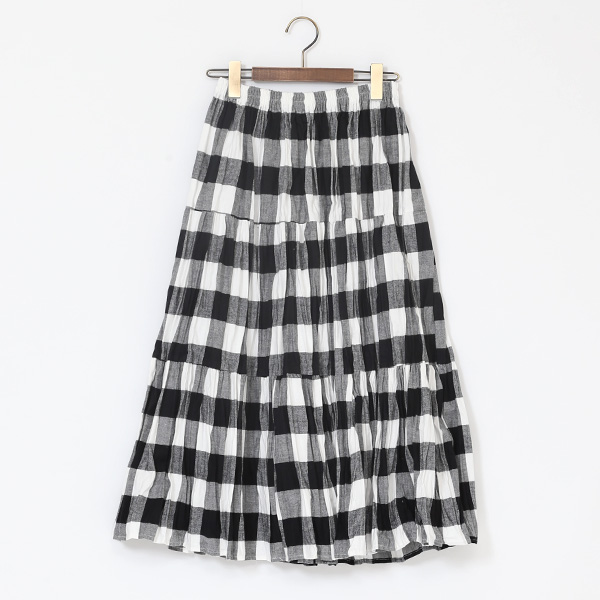 WHITE BLACKコットンフランネル ティア-ドスカ-ト・画像