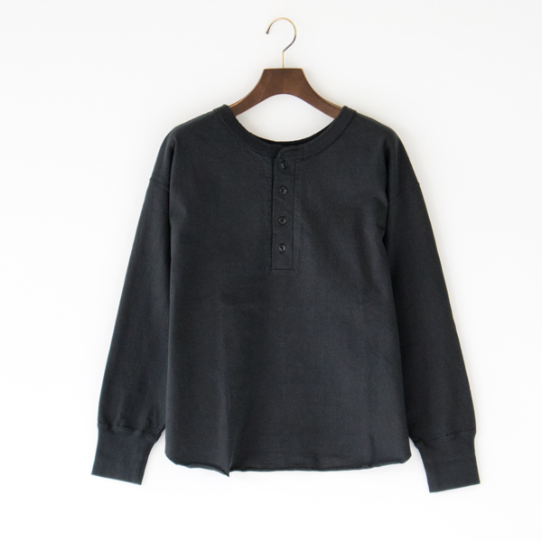 BLACKアメリカンジャ-ジ- ル-ズヘンリ-ネック ロングスリ-ブ・画像