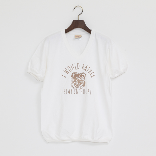 WHITE/MHOUSE 7.2oz V Tシャツ・画像
