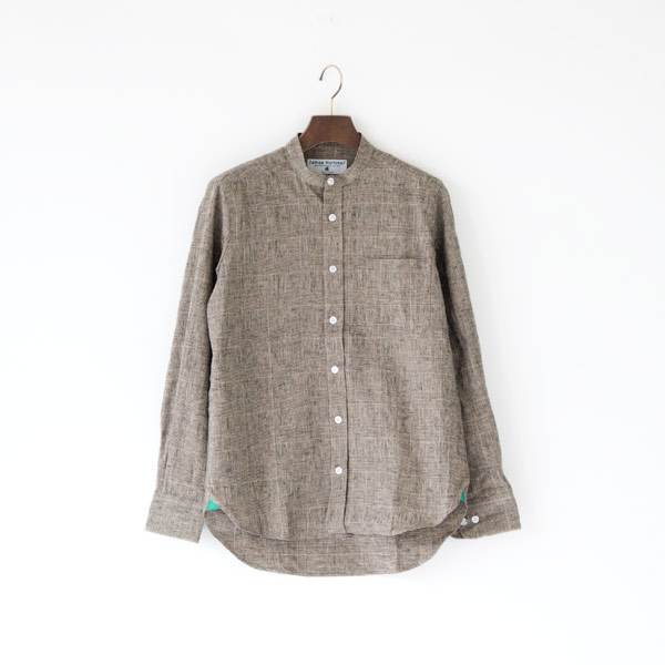 Glen 32ロングスリ-ブシャツ バンドカラ- チェック・画像