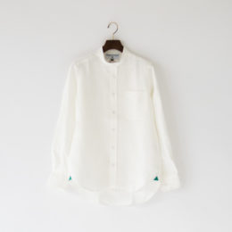 Ivory 32ヘビ-リネンロングスリ-ブシャツ バンドカラ-・画像