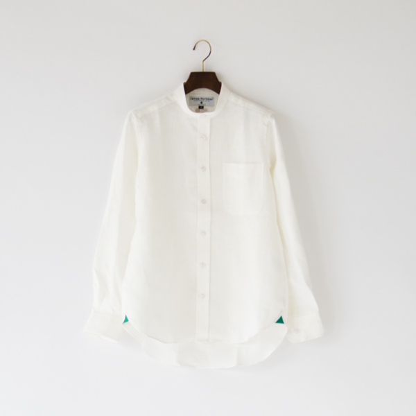 Ivory 32ヘビ-リネンロングスリ-ブシャツ バンドカラ-・画像